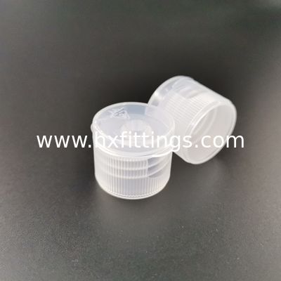 Tampas de rosca com tampa flip top caneladas transparentes de plástico PP 20/410, tampas para garrafa de higienizador fornecedor