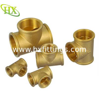 Acessórios para tubos em T de latão com rosca fêmea BSP/NPT disponíveis em tamanho 1/2" 3/4" 1" para baixa pressão.